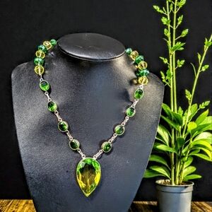 Peridot Gemstone Necklace In Sterling Silver Stamped